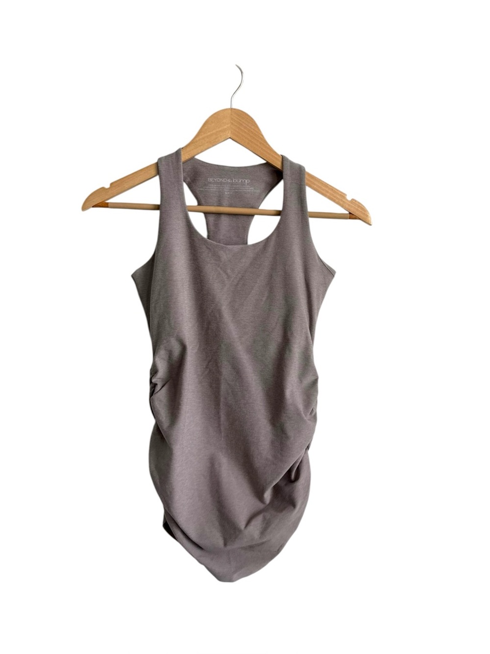 Beyond Yoga Beyond the Bump Maternity Ruched Racerback Tank Taupe Size Small